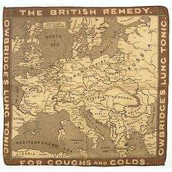 [map printed on a tissue] The British remedy for coughs and colds. Owbridge's lung tonic.