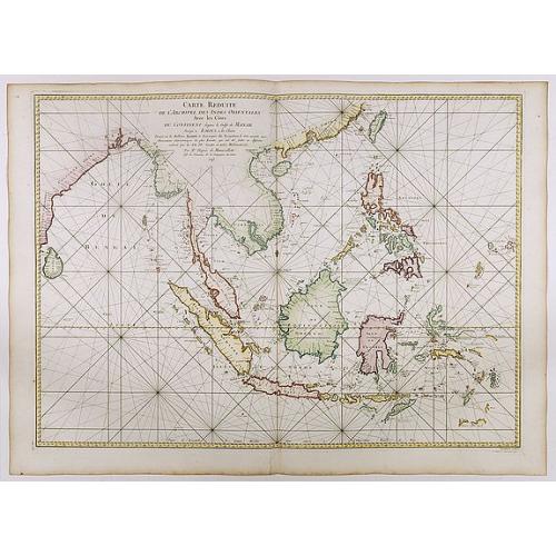 Old map image download for Carte réduite de l'archipel des Indes orientales avec les côtes du continent depuis le golfe de Manar jusqu'à Emoui à la Chine . . .