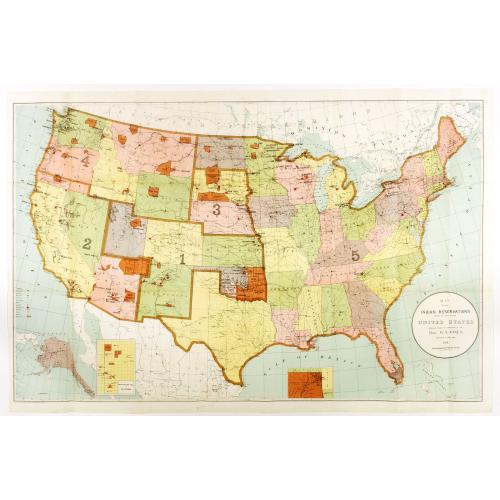 Old map image download for Map Showing Indian Reservations Within The Limits of the United States Compiled Under The Direction of the Hon. T. J. Morgan Commissioner of Indian Affairs 1901.