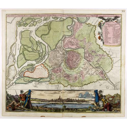 Old map image download for Prospect und Grund-riss der Kayserl. Residenz-stradt wien mit negst aligender . . .