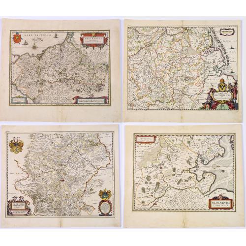 Old map image download for [Set of 4 maps] Meklenburg Ducatus / Circulus Westphalicus / Thuringia Landgraviatus / Oldenburg Comitatus.