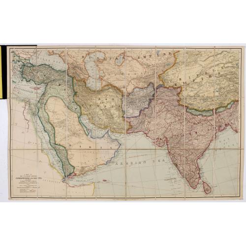 Old map image download for A map of the countries between Constantinople and calcutta including Turkey in Asia, Persia, Afghanistan & Turkestan.