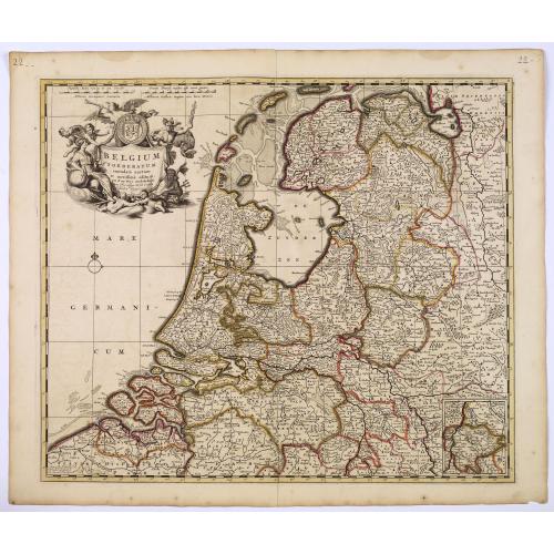 Old map image download for Belgium Foederatum emenate auctum et novissime editum.