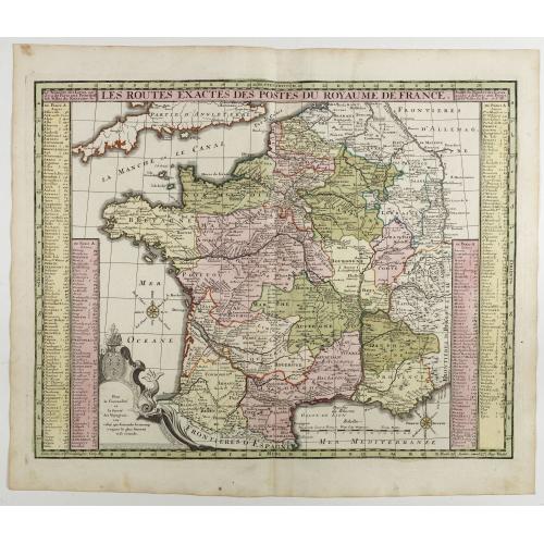 Old map image download for Les routes exactes des Postes du Royaume de France.