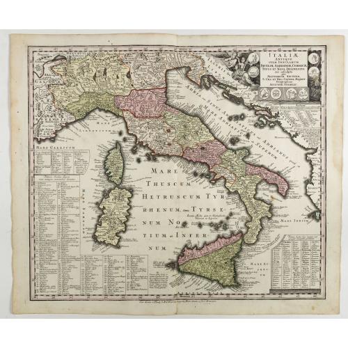 Old map image download for Italiae antique item insularum Siciliae, Sardiniae, Corsica . . .