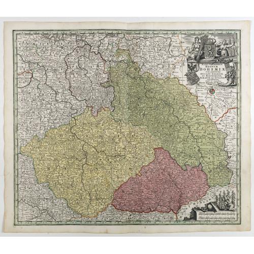 Old map image download for Mappa Geographica Regnum Bohemiae Cum Adiunctis Ducatu Silesiae, . . .