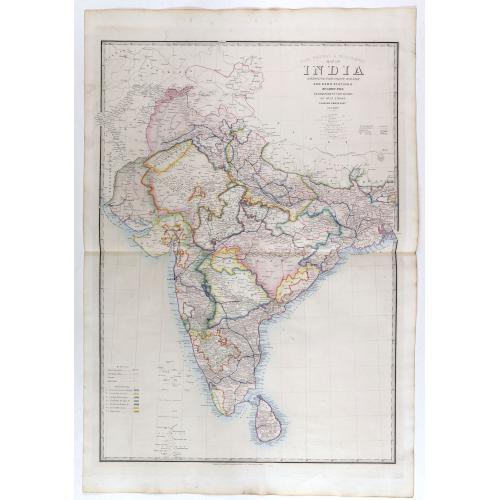 Old map image download for Road, Railway & Telegraphic map of India shewing the post roads and dawk stations. . .