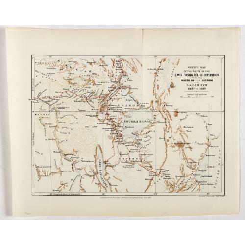 Old map image download for Sketch map of the route of the Emin Pasha relief expedition from the mounth of the Aruwimi to Bagamyo 1887 to 1889.