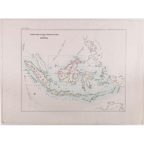 Old map image download for Vicariato aplico di Bataviaa E prefettura di Labuan nella Oceania.