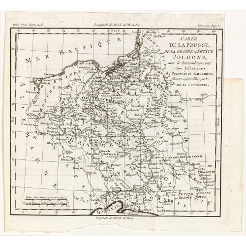 Old map image download for Carte de la Prusse, de la Grande et Petite Pologne, avec le démembrement des Palatinats de Cracovie et Sandomirz, faisant aujour d'hui partie de la Lodomerie.