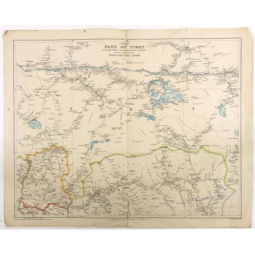 Old map image download for A map of part of Tibet : including Sikkim, the Chumbi Valley & Bhutan showing the routes between Darjiling and Lhasa