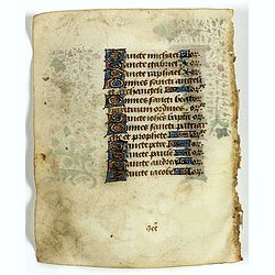 Leaf on vellum from a manuscript Book of Hours.