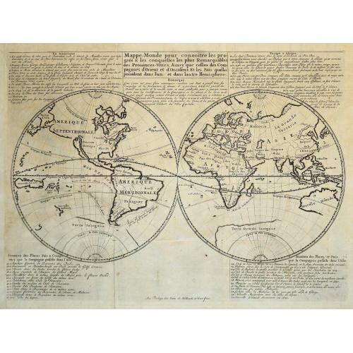 Old map image download for Mappe Monde pour connaitre les progrès et les conquestes les plus Remarquables des Provinces-Unies