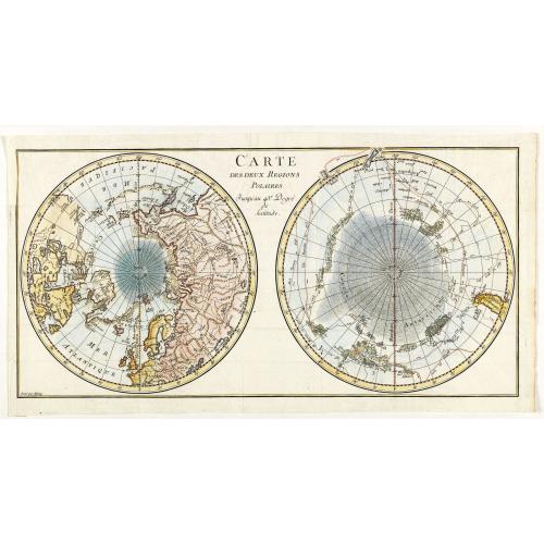 Old map image download for Carte des Deux Regions Polaires Jusqu'au 45.e Degre de Latitude.