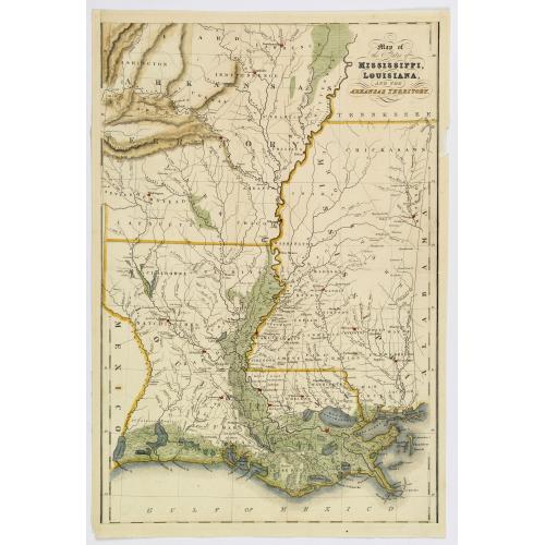 Old map image download for Map of the States of Mississippi, Louisians, and the Arkansas Territory.