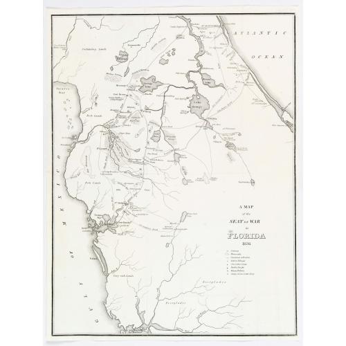 Old map image download for A Map of the Seat of War in Florida 1836.