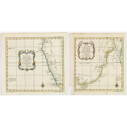 Old map image download for [2 Maps] Coste Occidentale d'Afrique, Depuis le Xie. Degre. . . / Carte de la Coste Orientale d'Afrique, depuis le Cap de Bonne Esperance. . .