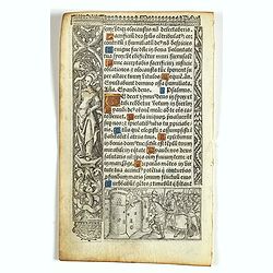 Leaf on vellum from a printed Book of Hours.