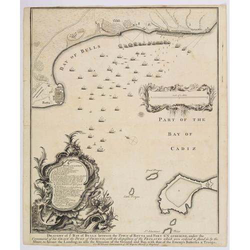 Old map image download for Draught of the Bay of Bulls between the Town of Rotta and Fort St. Catherine. . .