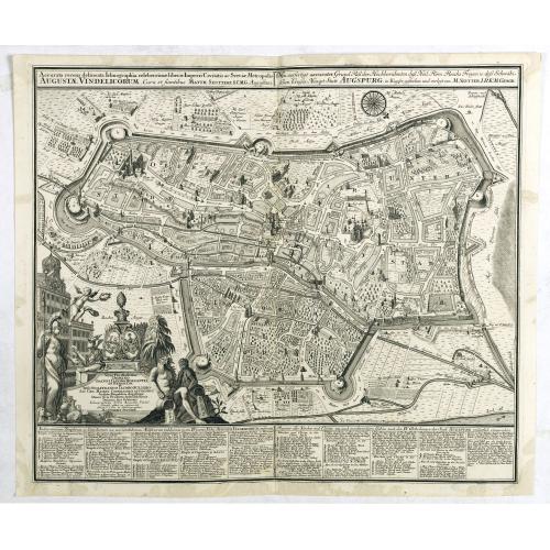 Old map image download for Accurata recens delineatta ichnographia celeberrmae Imperii Civitatis ac Sveviae Metropolis Augustae Vindelicorum . . .