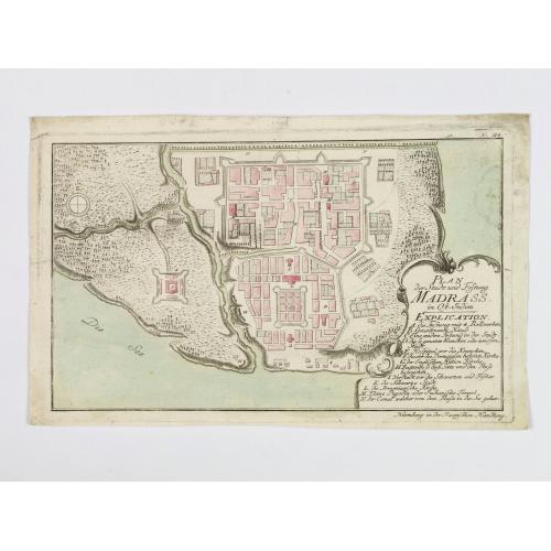 Old map image download for Plan der Stadt und Festung Madrass in Ost-Indien.