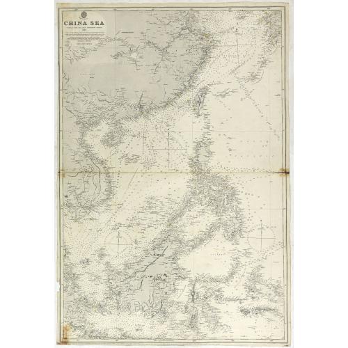 Old map image download for China sea compiled from the latest government surveys 1886.