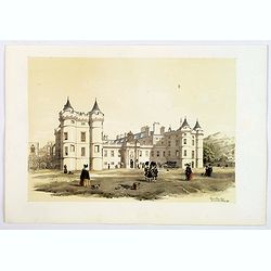 Holyrood Palace & Chapel with Arthur's Seat and Salisbury Crags.