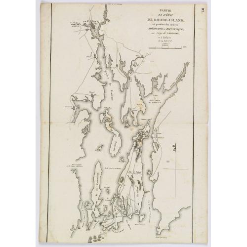 Old map image download for Partie de l'etat de Rhode-Island, et position des armees Americaine et Britannique au Siege de Newport. . .29 Aout 1778.