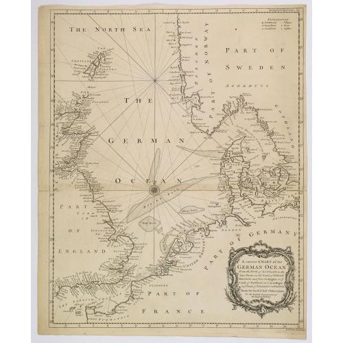 Old map image download for A correct Chart of the German Ocean from the North of Scotland to the Start Point. . .