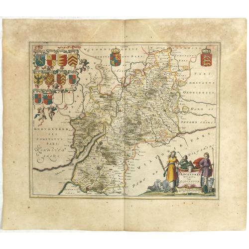 Old map image download for Glocestria Ducatus, Vulgo Glocestershire.