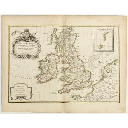 Old map image download for Les Isles Britanniques comprenant les Royaumes d'Angleterre, d'Ecosse et d'Irlande . . .