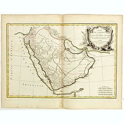 Carte de l'Arabie qui se divise en Arabie Pétrée, Deserte et Heureuse . . .