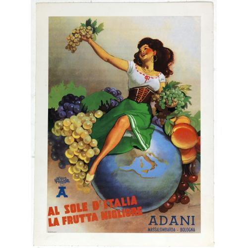 Old map image download for Al sole d'Italia... La frutta migliore... Adani Massalombarda Bologna. (From the sun in Italy comes the best fruit.)