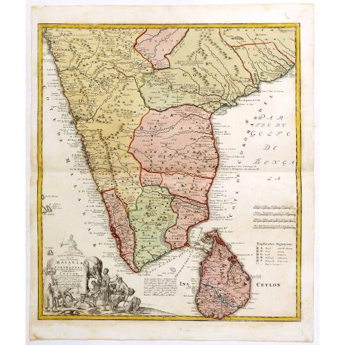 Old map image download for Peninsula Indiae Malabar Coromandel Ceylon.