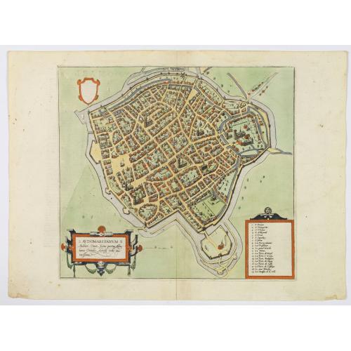 Old map image download for [St. Omer]. S. Audomari Fanum A. Aulmer. Omer Iccius portus Abrahamo Orttelio, artesij urbs munitissima.