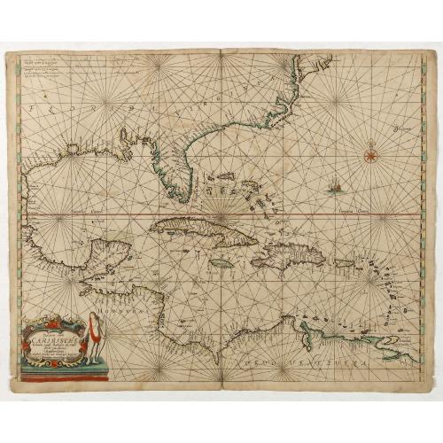 Old map image download for Pascaerte vande Caribische Eylanden, vande Barbados tot aende Bocht van Mexico ‘t Amsterdam By Hendrick Doncker. . .