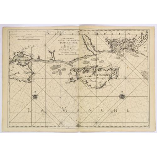 Old map image download for Carte Particuliere des Costes Meridionales d'Angleterre Qui Comprend l'Isle de Wight, et le Havre de Portsmouth. . .