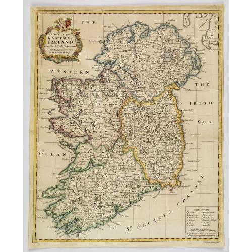 Old map image download for A Map of the Kingdom of Ireland.