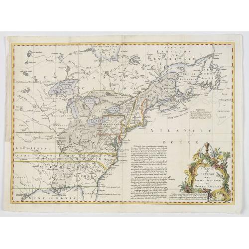 Old map image download for A Map of the British and French Settlements in North America.