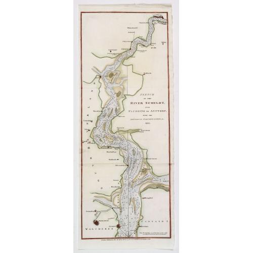 Old map image download for Sketch of the River Scheldt, from Flushing to Antwerp with the Soundings Fortifications, &c. 1810