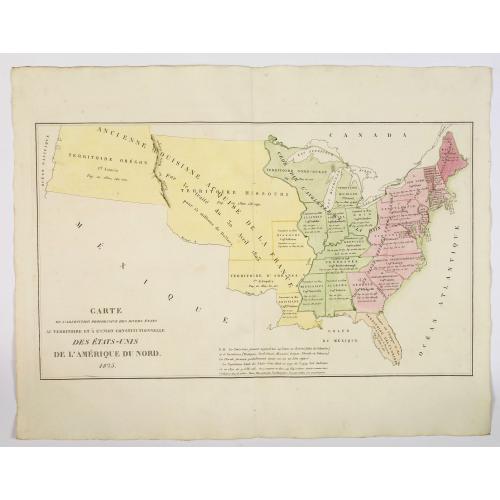 Old map image download for Carte de l'Adjonction Progressive des divers Etats au Territoire et a l'Union Constitutionnelle des Etats-Unis de l'Amerique du Nord. 1825.