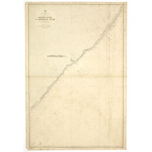 Old map image download for Africa - South East Coast Sheet VI Kaffirland Banshee River to Umtamuuna River Surveyed by Navigating Lieutenant W. E. Archdeacon. R.N. Assisted by Mr F. Purdy, Civilian 1872...