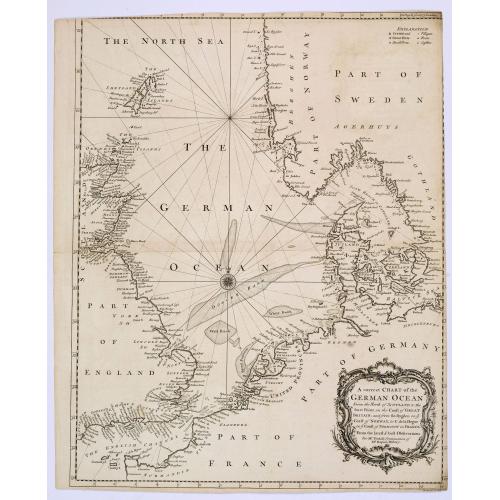 Old map image download for A correct Chart of the German Ocean, from the North of Scotland to the Start Point. . .