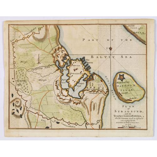 Old map image download for Plan of Stralsund, with the Trenches Lines & Batteries. . .