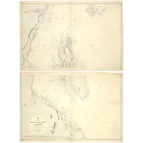 Old map image download for Africa east coast Pangani to Ras Kimbiji including the approaches to Zanzibar... Surveyed by commander W. J. L. Wharton. . .