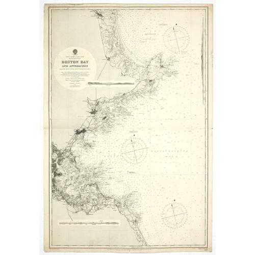 Old map image download for Boston Bay approaches from the latest United States Government Charts.