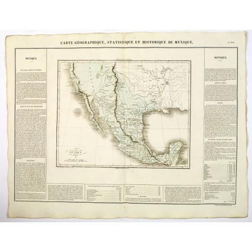 Old map image download for Carte Geographique, Statistique ey Historique du Mexique.