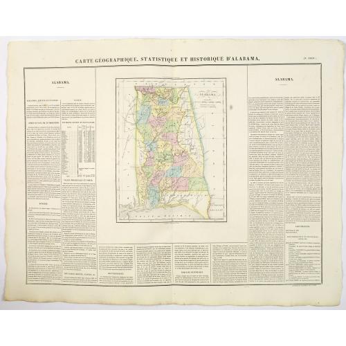 Old map image download for Carte Geographique, Statistique et Historique de d'Alabama.