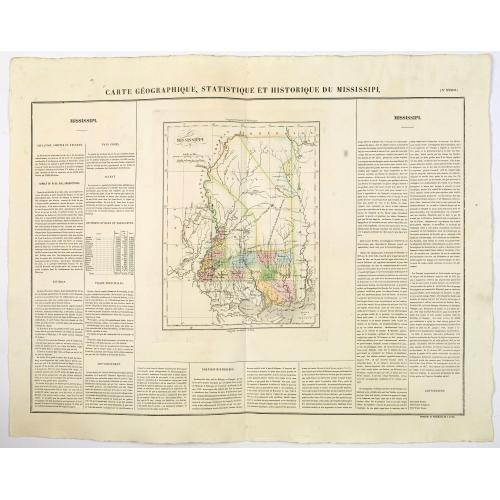 Old map image download for Carte Geographique, Statistique et Historique de Mississipi.