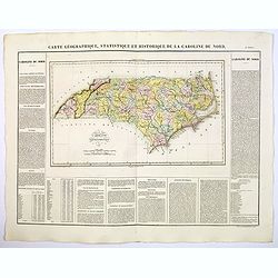 Carte Geographique, Statistique et Historique de la Caroline du Nord.